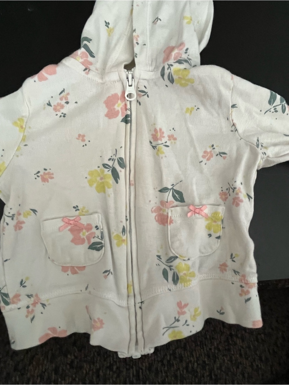 Carter's White Floral Zip Hoodie Jacket with Pink and Yellow Flowers